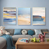 现代简约抽象艺术三联装饰画 沙发背景墙油画风格沙滩大海挂画