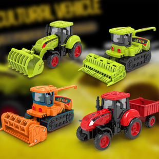 农夫小麦收割机玩具儿童，仿真拖拉机模型惯性耐摔联合农用车运输车