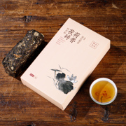 黑茶叶湖南安化黑茶茯砖茶正宗一级荷香金花茯茶荷叶砖茶1kg