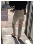 mone2024春季韩国东大门高腰，显腿长纯色，休闲牛仔铅笔长裤