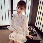 女童旗袍裙新中式小女孩蕾丝公主，裙春装2024儿童中国风连衣裙