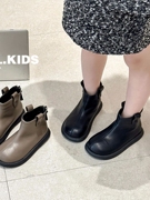 儿童棉靴子2023秋冬款男童鞋黑色马丁靴女童鞋子宝宝短靴单靴