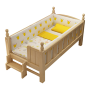 拼接床d实木儿童床拼接大床加宽边床带护栏男孩宝宝小床婴儿