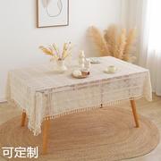 蕾丝桌布餐桌布艺针织，长方形镂空米白色茶几刺绣，布艺百搭多用盖布