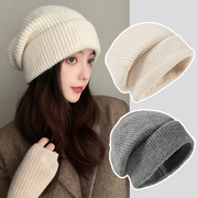 2023秋冬季针织帽子保暖宽松时尚高级感毛线帽女大头围堆堆帽