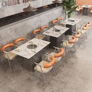 轻奢西餐厅不锈钢半圆卡座沙发网红主题火锅烤肉店茶餐厅桌椅组合