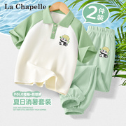 拉夏贝尔女童夏装套装2024洋气夏天女孩polo运动儿童夏季衣服