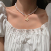 日韩个性小众字母cd颈链，气质简约珍珠，项链气质复古优雅仙气锁骨链