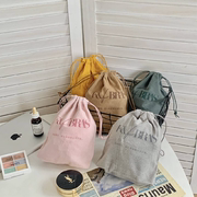 字母ins风简约纯色抽绳收纳包束口袋杂物整理分类袋首饰防尘袋子