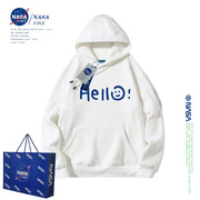 nasa联名hello连帽卫衣男童，女童2024春秋薄款潮牌儿童中大童外套