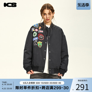 iconslab重工贴布刺绣彩色徽章棒球服夹克男2024春季美式潮牌外套