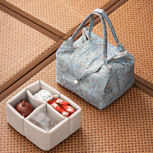 整套旅行茶具收纳包袋家用户外手提便携茶壶快客杯收纳盒布艺包袋