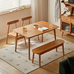 实木餐桌家用客厅吃饭桌子北欧原木小户型桌椅组合日式长方形饭桌