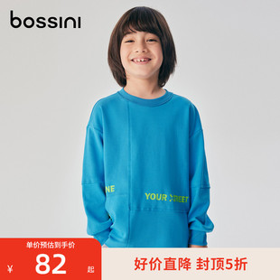 bossini.x童装2023年春季女童时尚，卡通拼接设计长袖t恤