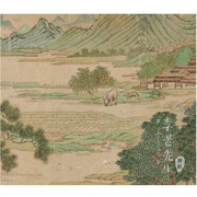 桃花源记图壁纸新中式山水，国画墙纸酒店，古风拍照背景墙壁画墙布