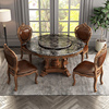 奥克维尔大理石餐桌椅组合美式全实木别墅，奢华桌子吃饭家用圆桌