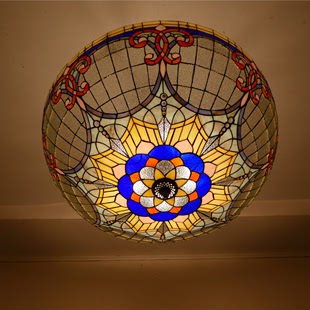 欧式家客厅灯简约复古大气高档圆形卧室灯圆顶LED会议室吸顶灯具