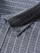 纯棉长袖衬衫男高端磨毛，灰色条纹普洛，克扣尖领中厚款衬衣