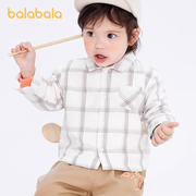 巴拉巴拉婴儿衬衫宝宝上衣薄款男童衬衣儿童衣服加绒保暖文艺萌趣
