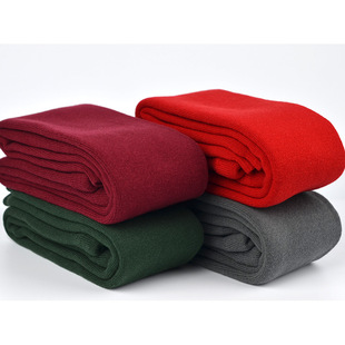 女童毛圈打底裤加厚纯棉紫红色九分裤保暖墨绿色，冬季酒红色保暖裤