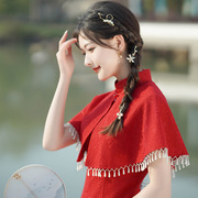 红色复合蕾丝中长2023改良小年轻复古修身中国风日常旗袍裙