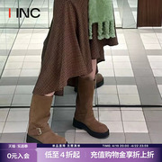 IMMI 设计师品牌IINC 23AW女式光面圆头厚底中筒靴女