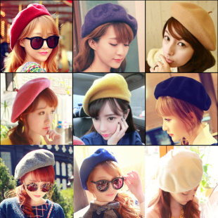 韩版秋冬贝雷帽子冬天画家帽，蓓蕾帽子羊毛呢帽子，女士可爱小礼帽潮