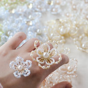 半成品水晶花手工串珠水晶珍珠，花朵diy耳环，发簪材料