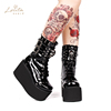 2020冬季哥特lolita靴圆头铆钉，骷髅头配饰厚底，超高跟松糕系靴8825