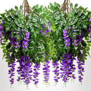 仿真紫藤花假花吊顶装饰花，藤条塑料藤蔓植物房，屋顶垂吊吊兰挂花墙