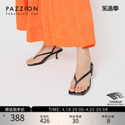 pazzion夏季露趾凉鞋，女低跟高跟鞋时尚黑色，外穿凉拖人字拖女