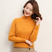 高货时尚2024秋季OL气质韩版女装套头长袖翻领直筒型毛衣一手货源