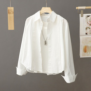 设计感小众白色衬衫外套女长袖短款小个子上衣春秋季休闲宽松衬衣
