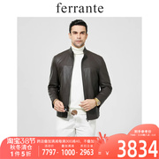 ferrante费兰特男士意式时尚，简约立领设计鹿皮革休闲皮衣2305-03