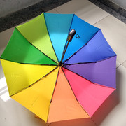 彩虹伞折叠长柄超大双人成人，雨伞女全自动韩国小清新学生原宿森系