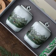 高档绿茶陶瓷茶叶包装礼盒明前龙井毛尖通用半斤装空茶罐竹盒