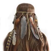波西米亚民族风印第安嬉皮，流苏发绳孔雀羽毛头饰女海边发带