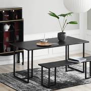 北欧实木餐桌搭配长条凳桌椅，组合黑色咖啡桌子工作台会议室会议桌