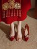 红色婚鞋女2022年秀禾服两穿细高跟新娘鞋孕妇粗跟中式礼服鞋
