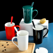 创意杯子陶瓷马克杯带盖勺简约大容量，喝水杯家用办公室咖啡杯茶杯
