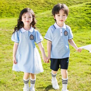 幼儿园园服夏季两件套小学生运动校服短袖套装，加厚纯棉一年级班服