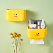 卫生间纸巾盒防水免打孔卡通可爱创意厕所纸抽盒壁挂式卷纸置物架