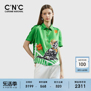 1OO%桑蚕丝CNC意大利女装真丝衬衫女2024夏休闲短袖衬衣