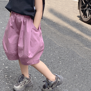 女童短裤2024女孩休闲外穿薄款洋气五分花苞，中裤儿童夏季裤子