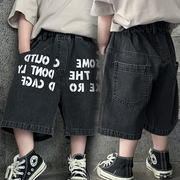 儿童夏款牛仔短裤2024夏季男童韩版印花字母五分裤子夏装薄款