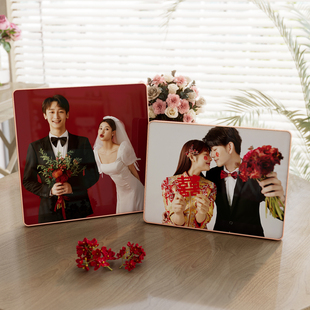 定制相框摆台照片制作打印婚纱照，结婚照加全家福水晶相片做成桌摆