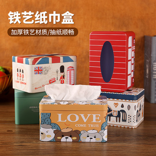 网红欧式铁艺卫生间纸巾盒，创意ins风车载轻奢客厅茶几餐桌抽纸盒