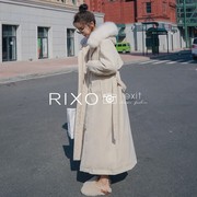 rixoexit法式派克羽绒棉服，中长款过膝上衣，冬季大毛领外套女