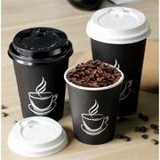 加厚咖啡杯一次性咖啡纸杯奶，茶杯隔热防烫热饮，外带打包杯带盖