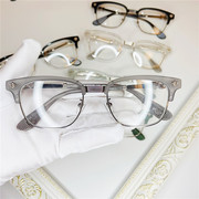 潮克罗心眼镜框女明星同款手制复古雕花钛眼镜架男半框防蓝光眼镜